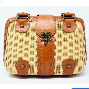 Isabella Fiore Tan and Cream Woven Hobo Bag